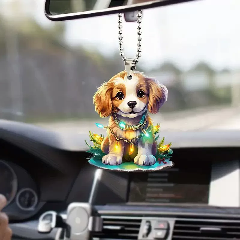 Новый стиль милый акриловой щенок подвеска трансграничный плоский автомобиль внутри зеркало заднего вида декоративные подвески для украшения дома