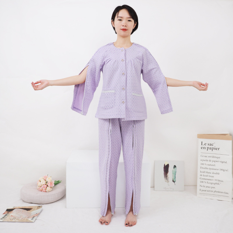 Women's clothes for spring and autumn patients are easy to wear and take off clothes for the elderly with hemiplegia. Pants are convenient to wear and take off nursing clothes after fracture surgery.