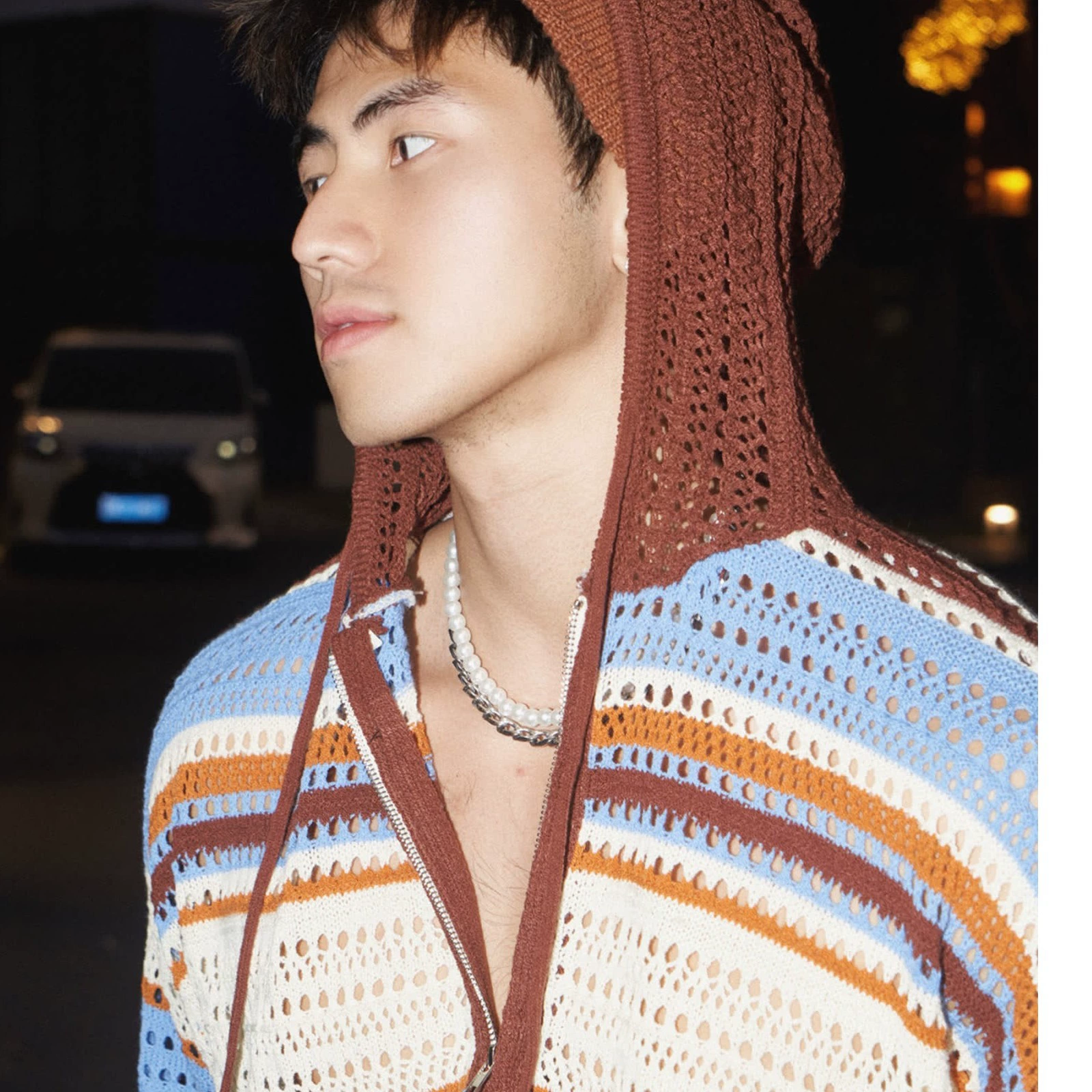 Knitted autumn design cardigan for men and women, sweater, American style, trend of season, sun protection
