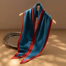 羊绒围巾女100%纯山羊绒一线成衣秋冬新拼色时尚百搭高级三角围巾