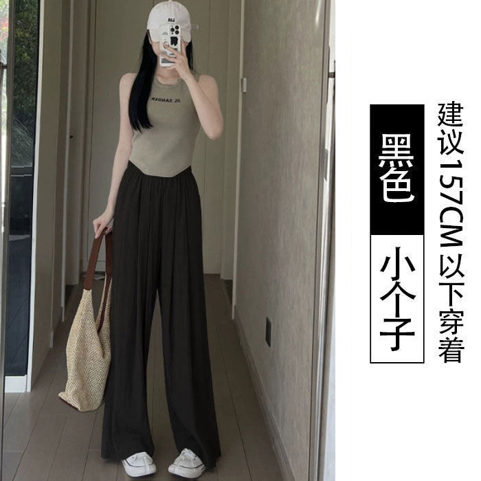 山本ズボンの延長版の背の高い夏の女性の新型の怠惰な風の大きいサイズはやせている純色が腰の広い足のズボンを緩めます。|undefined