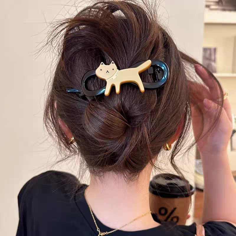 後頭部にツイストクリップが付いた新しいスタイルのワンラインヘアクリップ、軽い高級感と高級感のあるヘアクリップ、女性用のアヒルのくちばしクリップヘッドドレス|undefined