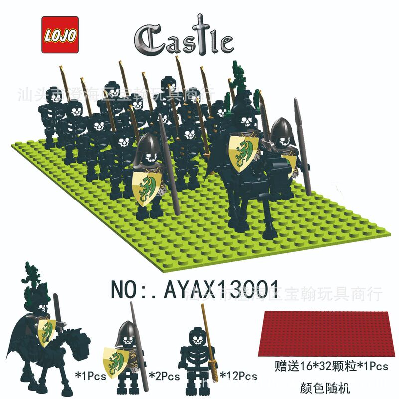 Foreign Trade 15pcs Evil Skeleton Knight Legion Medieval Roman Soldier Castle Series Building Block Figures