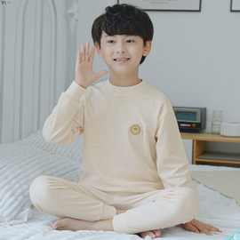 儿童内衣套装纯棉男童女童中领秋衣秋裤全棉中大春秋家居服简约无
