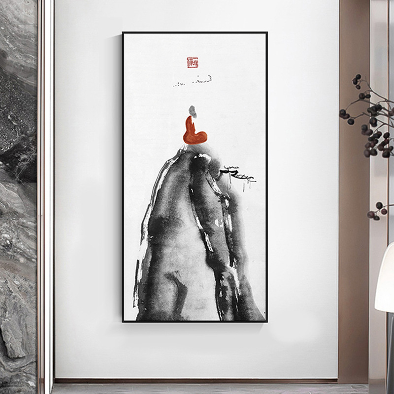 酒店民宿走廊过道装饰画新中式水墨禅意玄关壁画茶室古典挂画佛像