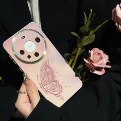 新款適用華為mate60Pro手機殼夢幻鎏金蝴蝶榮耀X50防摔magic6護套