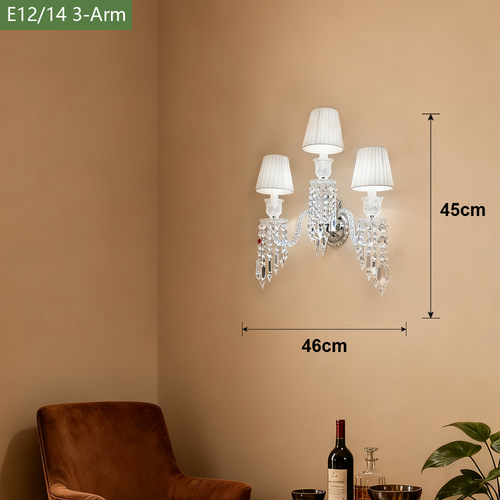Luz de lujo de cristal francés lámpara de pared de fondo de la sala de estar moderna y simple dormitorio cabezal de cama pasillo lámpara retro