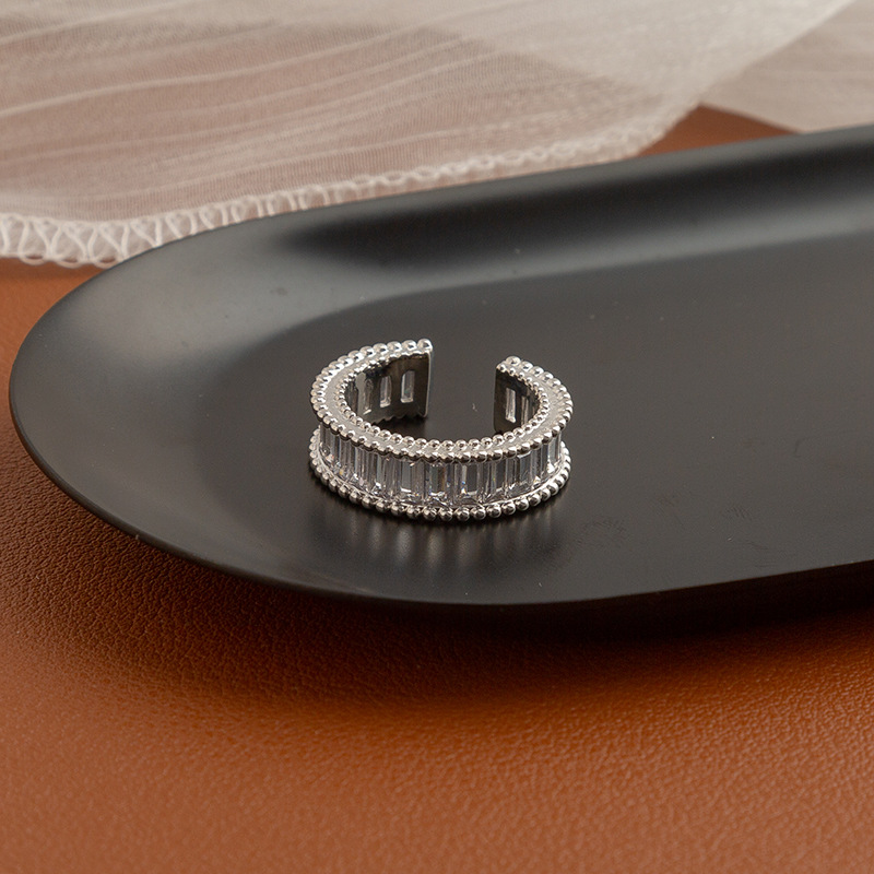 Silver single row diamond ring