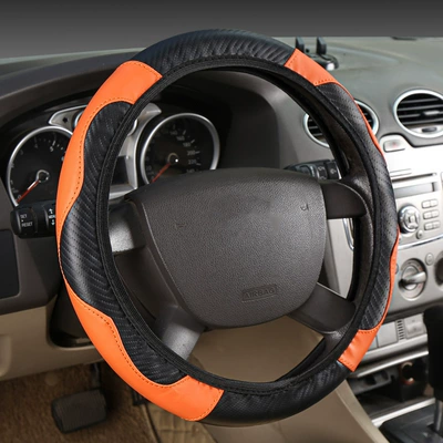 Steering wheel cover — seasons universal handle cover wholesale - black-orange-38cm