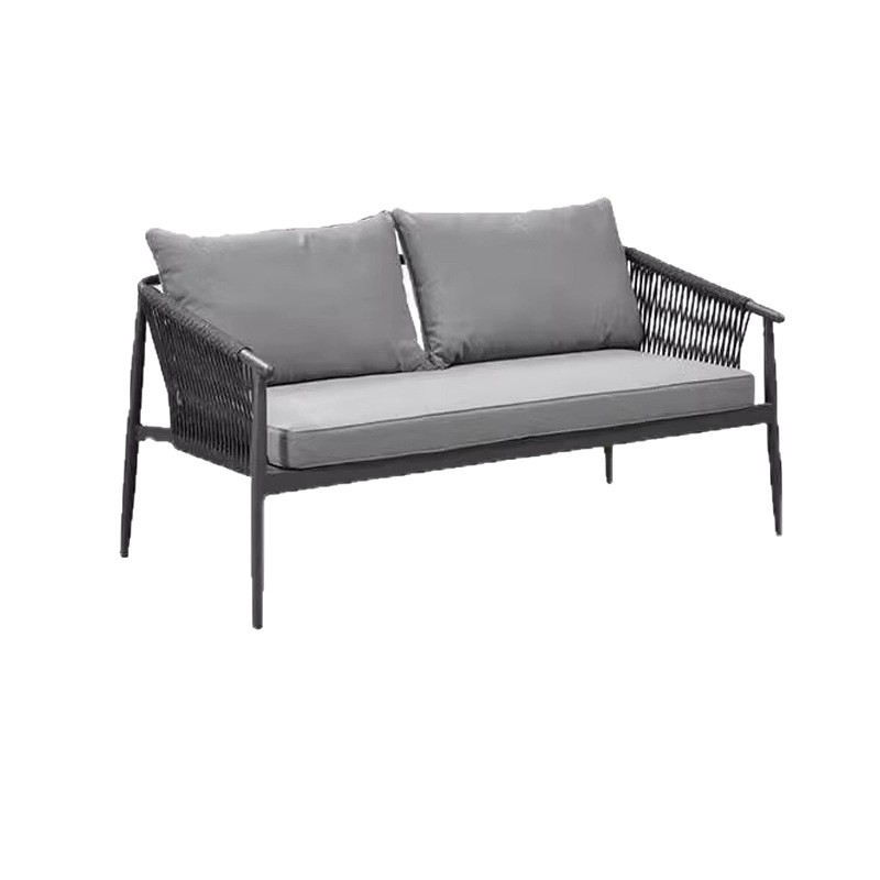 Nórdico al aire libre sofá trenzado de cuerda patio impermeable solar villa mesa de té combinación de muebles de ocio al aire libre