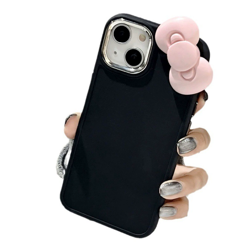 Чехол для телефона (Apple) для iPhone 15 Pro Max — силиконовый матовый с бантом, защита камеры