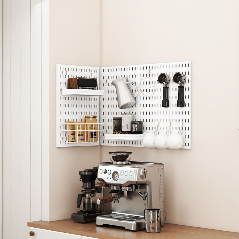 Coffee Corner Wall-Mounted Perforated Board, No-Drill Cup Holder, Handle Bracket, Hook, Shelf Ornament, DIY Storage Board Rack