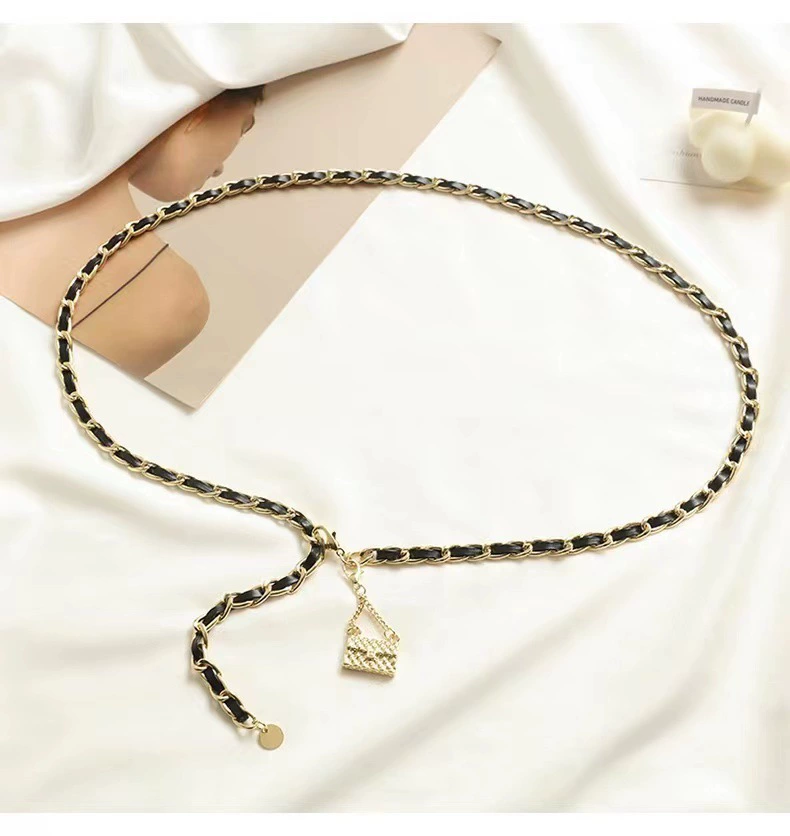 Металлическая цепь, костюм, свитер, ремень, брюки, стиль Chanel, люкс