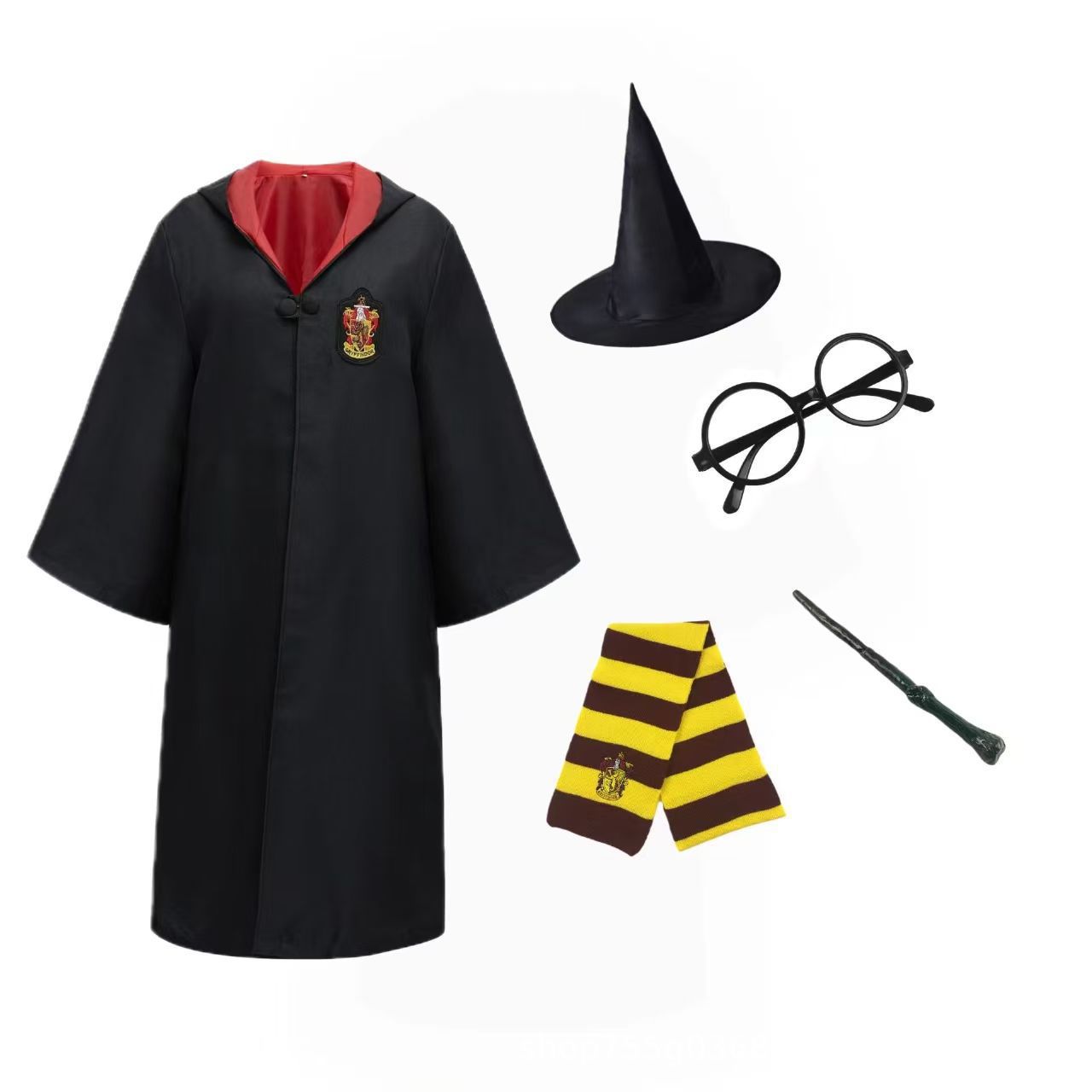 Халат Гарри Поттера + шапка + очки + пластиковая волшебная палочка + шарф