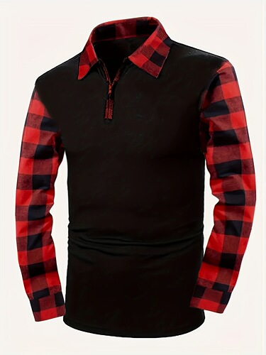 1/4 Zipper Retro Plaid Shirt Relaxed Casual Style