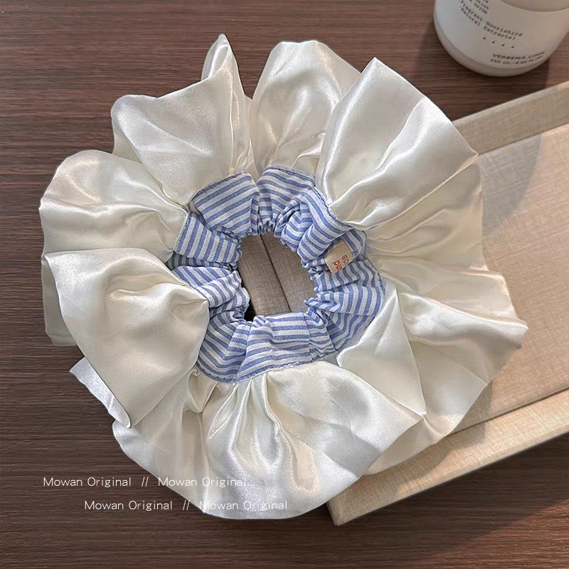 15#파란색과 흰색 줄무늬 흰색 새틴 레이스 약 20cm