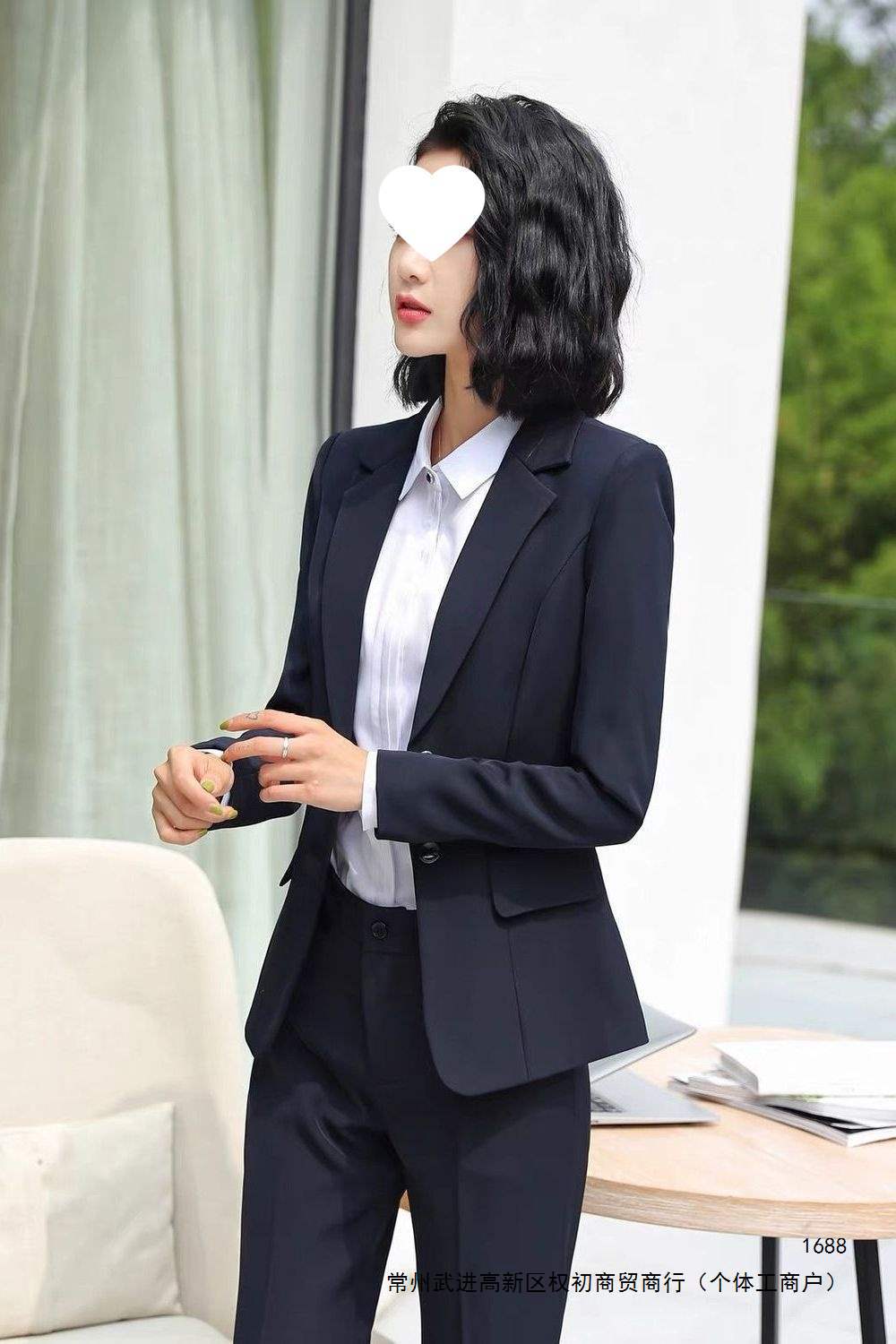 Navy blue women's professional spring and autumn suit, elegant style, 2026 new formal suit, receptionist uniform.