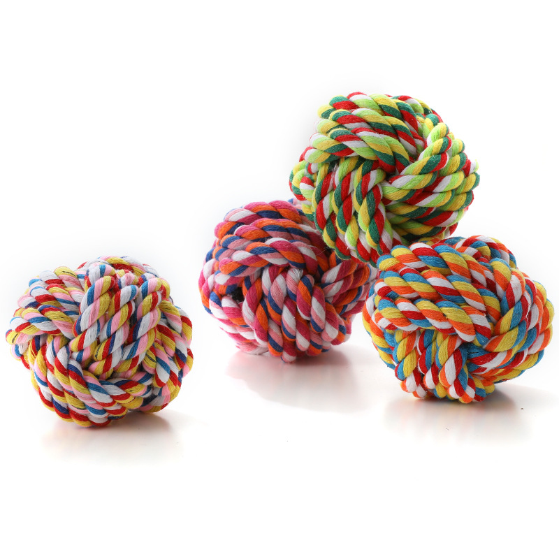 Cuerda de algodón grande bola trenzada bola de algodón bola al por mayor perro molar diente limpieza cuerda nudo juguete cuerda nudo cuerda mascotas suministros