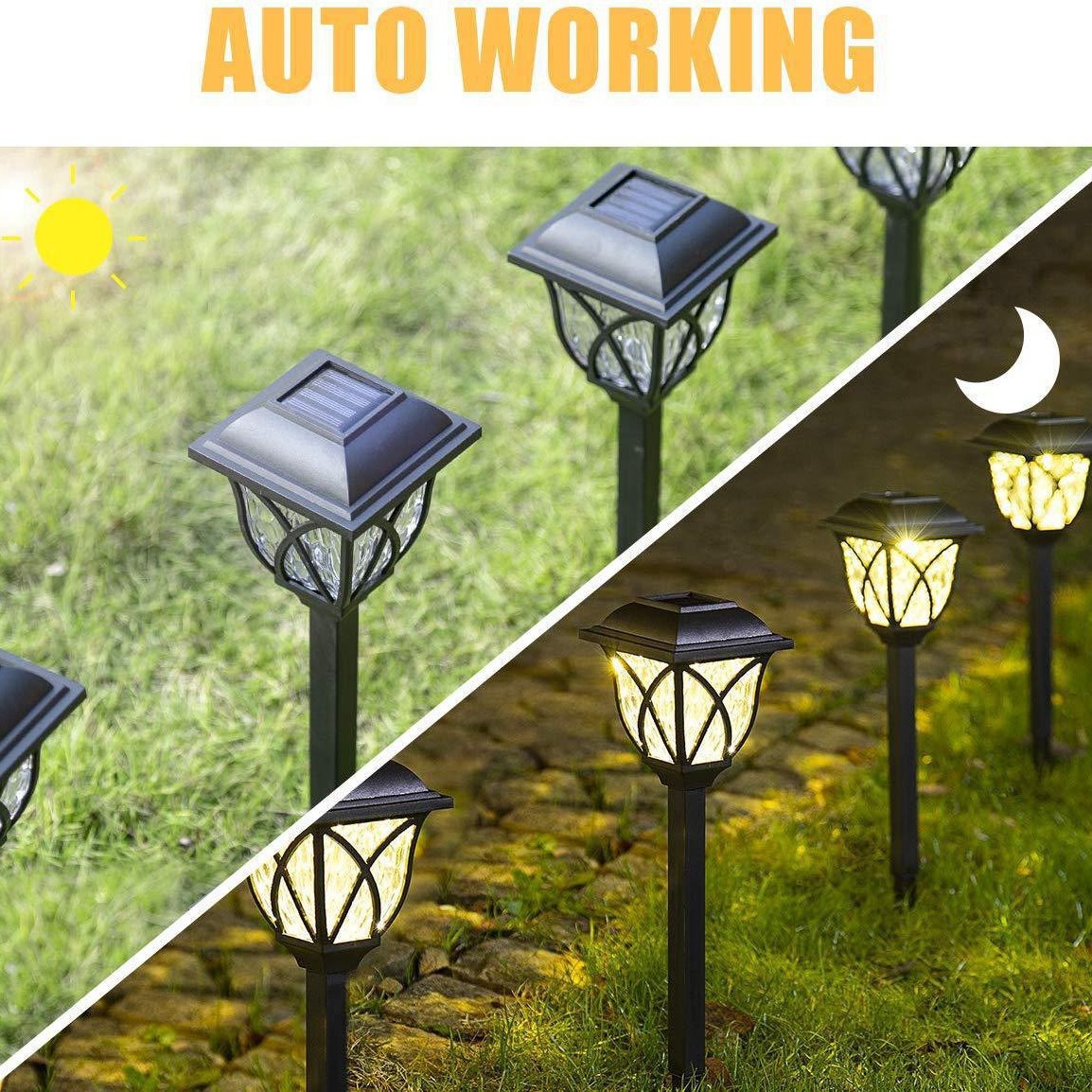 Solar-Powered Lawn Light, Vintage Grid Lamp, Solar Ground Plug-in Lawn Light, Antique-Style Plastic Hollow-Out Patio Light