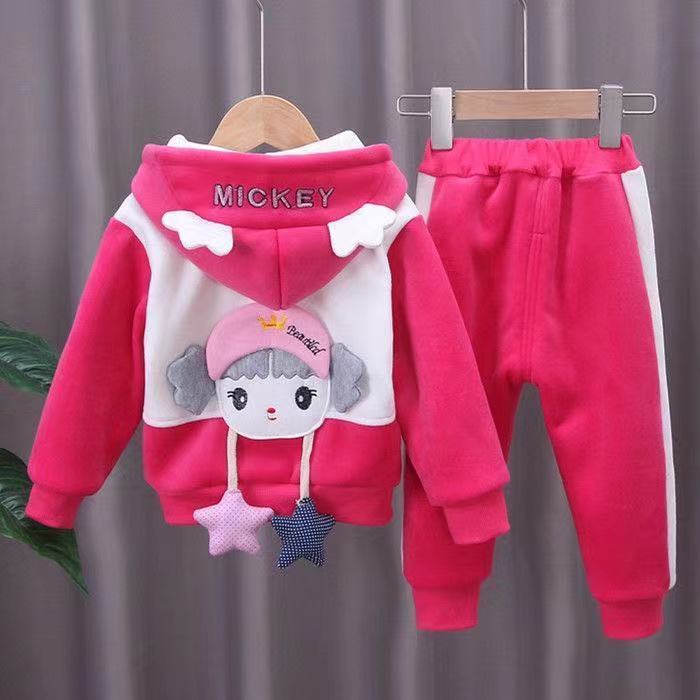 Mädchen Herbst Outfit 2025 Neue Stil Mädchen Bab Winter mit Plüsch und verdickter zweiteiliger Cartoon-Jacke_voghion.com