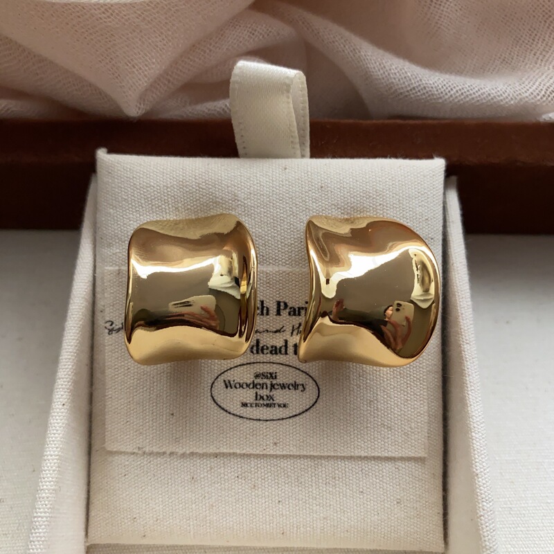 极简金属不规则金色耳钉耳环高端轻奢小众高级感气质精工精60起订|undefined
