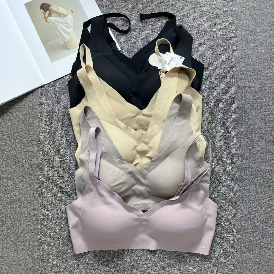 Sujetador de nuevo estilo, ropa interior sin costuras, sujetador de tazón de látex de alta gama para mujer, taza delgada sin anillo de acero, hebilla trasera sexy y cómoda