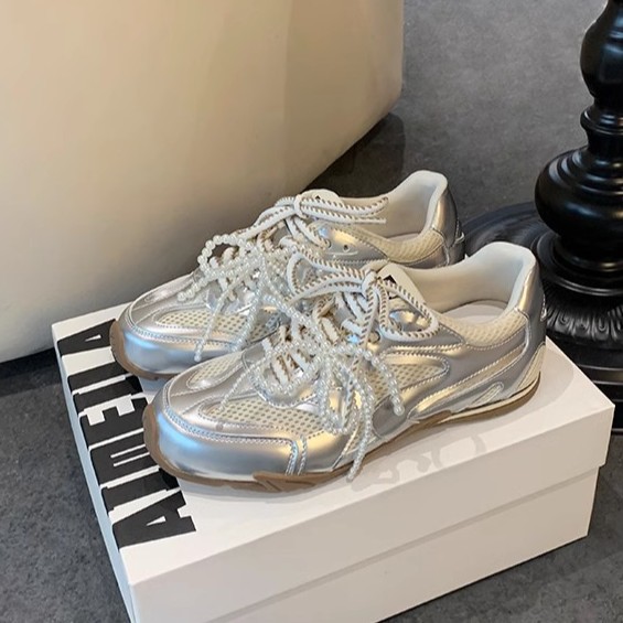 Grava madre primavera nueva sensación de chicas zapatos de perla doble cordón de cuero real aumento de altura de estilo casual ballet zapatos de entrenamiento para mujeres