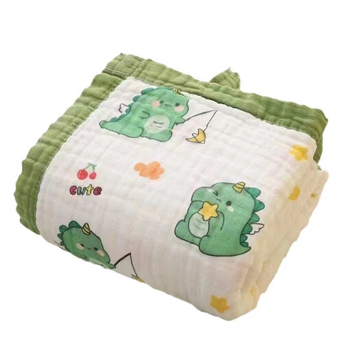 6-layer high-density hemmed children's blanket, gauze printed baby bath towel cover blanket, infant carrying blanket small blanket 