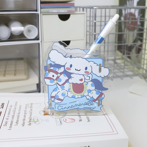 Creative student desktop storage pen holder transparent anime acrylic office decoration storage box makeup brush