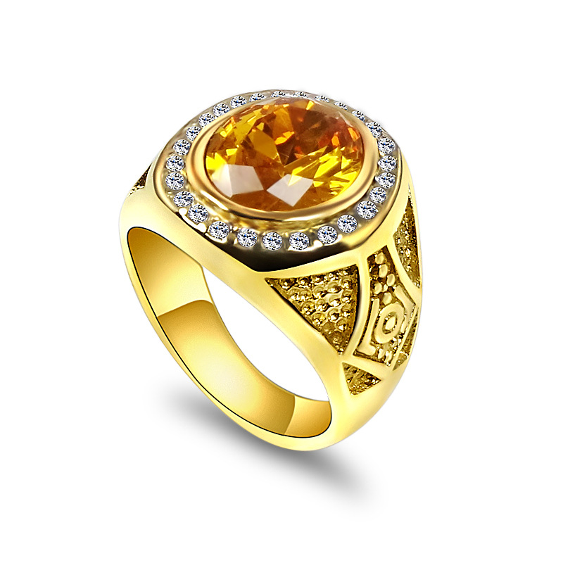 European and American jewelry retro punk style sticky diamond gem inlaid gold stainless steel men's and women's titanium steel ring in stock