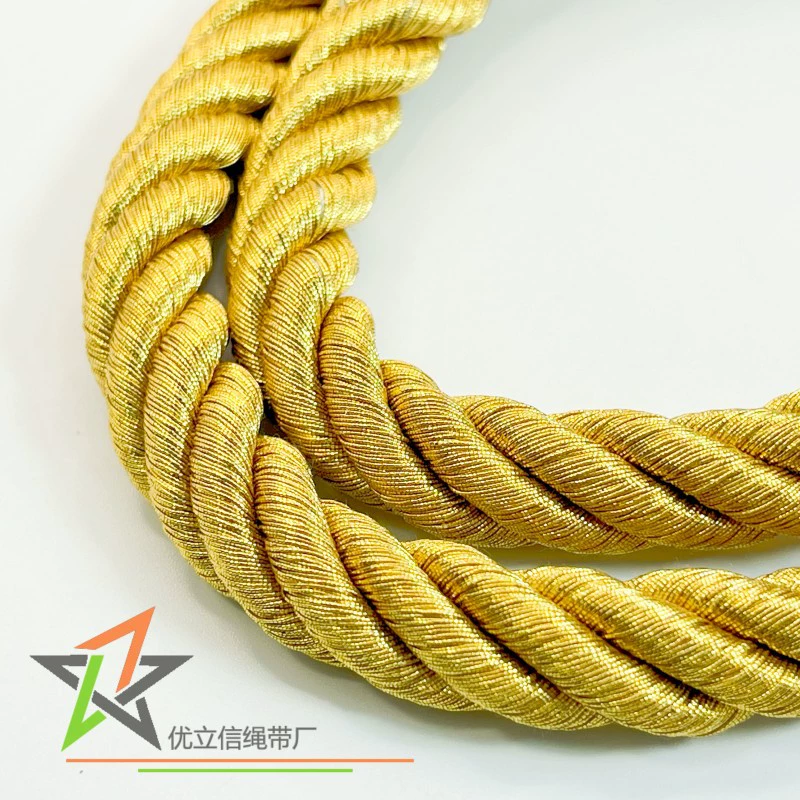 11 мм золотисто-желтая золотая нить, четырехпрядная витая веревка, 1,1 см, золотая 4-прядная витая веревка, готовый ручной ремешок для багажа