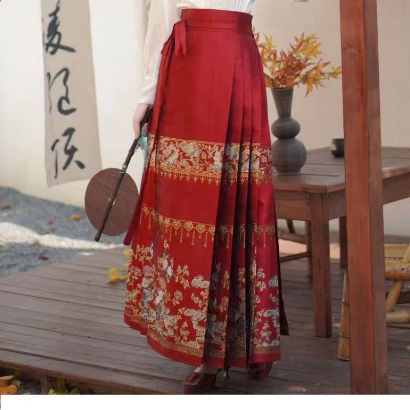 D2G【94% 好評価】新中国式上着と赤い馬面スカート敬酒服セット秋冬日常|undefined