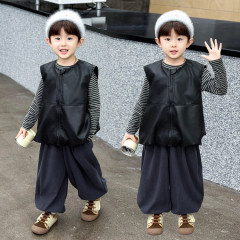 男童秋装三件套2025春秋季新款韩版儿童帅气潮款套装宝宝洋气衣服