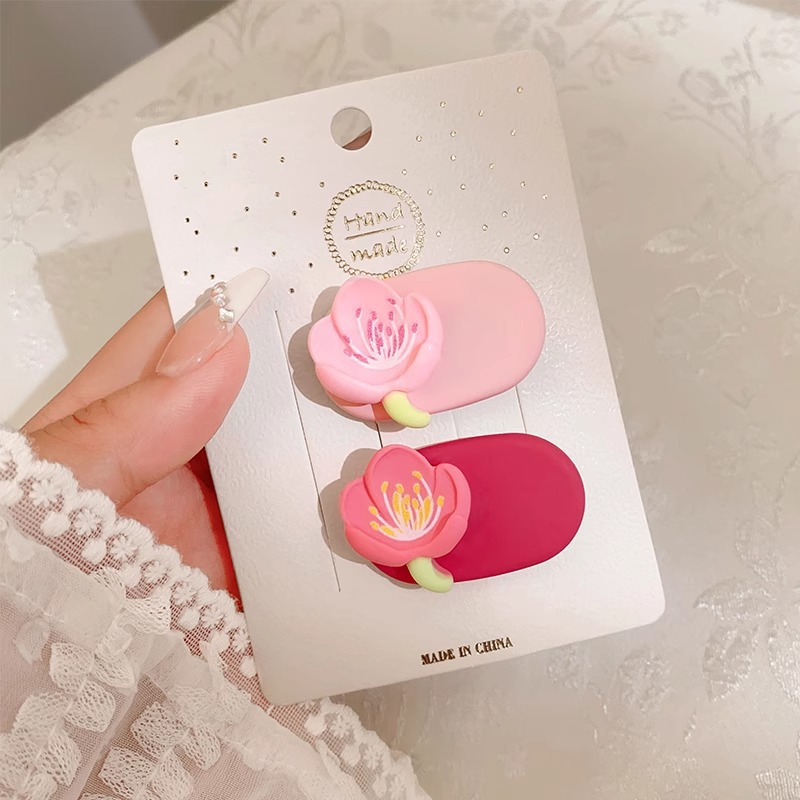Flores rosadas pinzas de cabello 2025 nueva dulce frente lateral de la mujer frange pinzas de cabello rotas lindas pinzas de boca de pato sin marcas