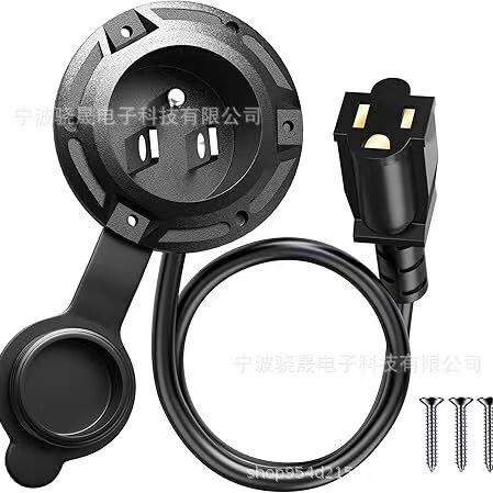 Ac Port Plug, 16Awg Heavy-Duty Rv Coastal Power Inlet Plug, Integrated Extension Cord Adapter