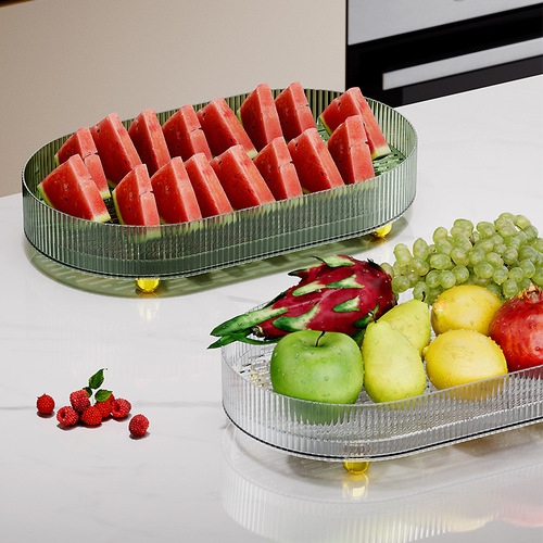 Light luxury tea tray for home use with fruits and cups, rectangular double-layer drained melon, fruit and vegetable tray