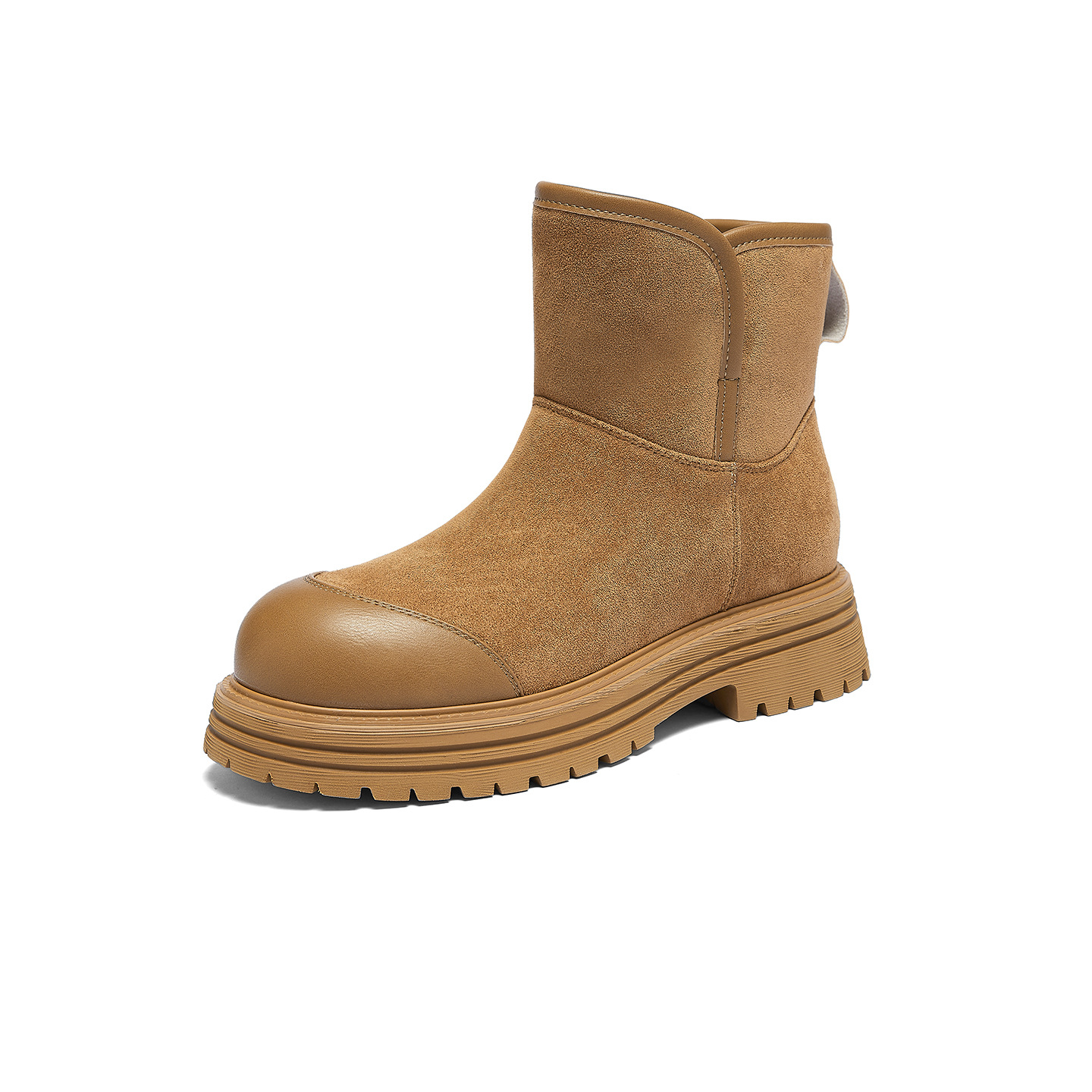 Botas de nieve de fondo grueso para mujeres 2025 invierno nuevo vello grueso botas cortas dobladas dos zapatos de algodón