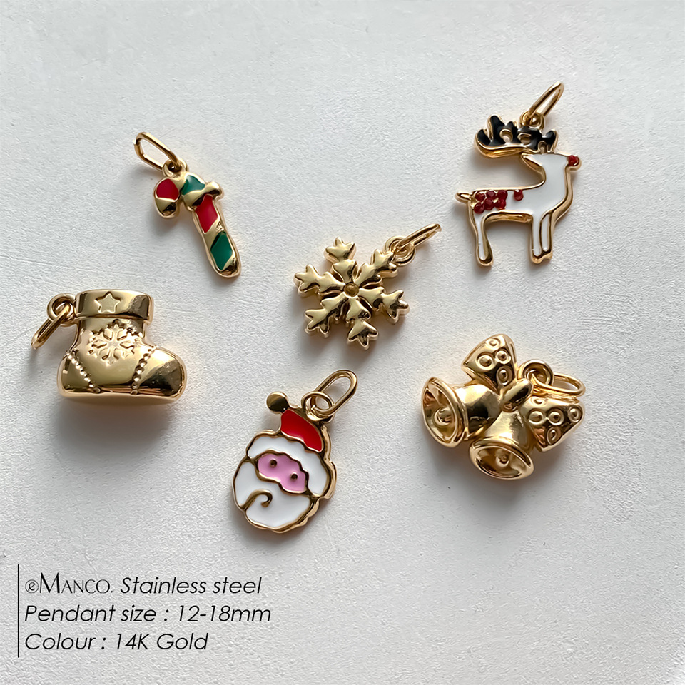 Emanco Non-Fading Washable Christmas Bead Pendant Accessories DIY Hand-Woven Enamel Bracelet Accessories
