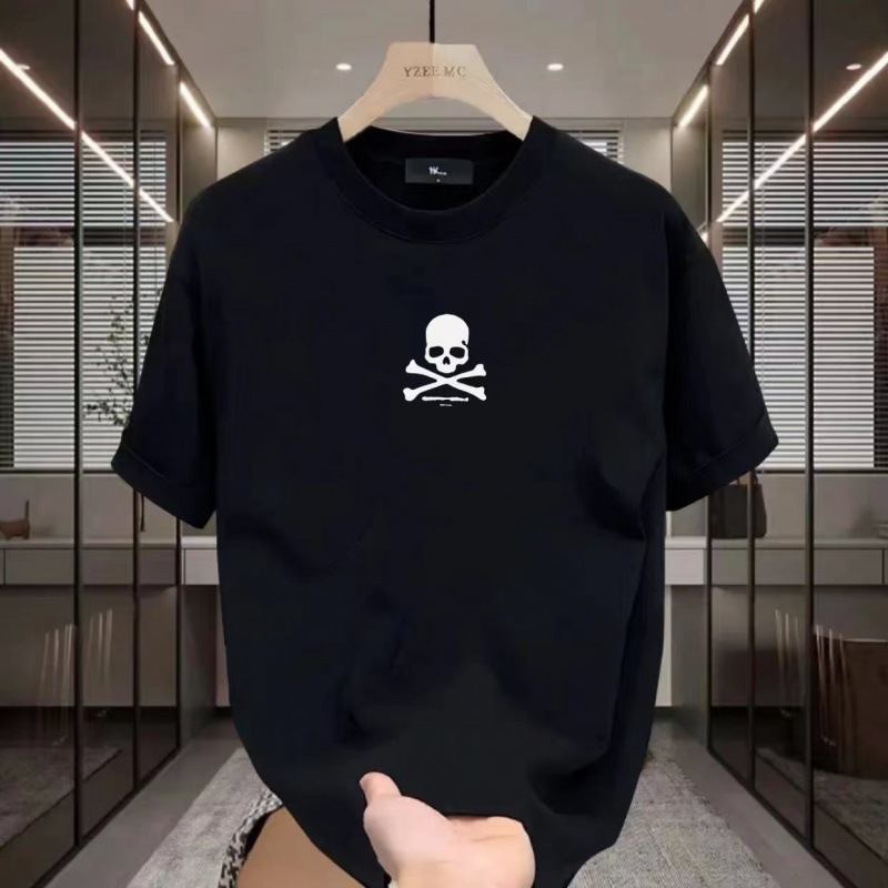 Men's solid white cotton base body-friendly short sleeve T-shirt