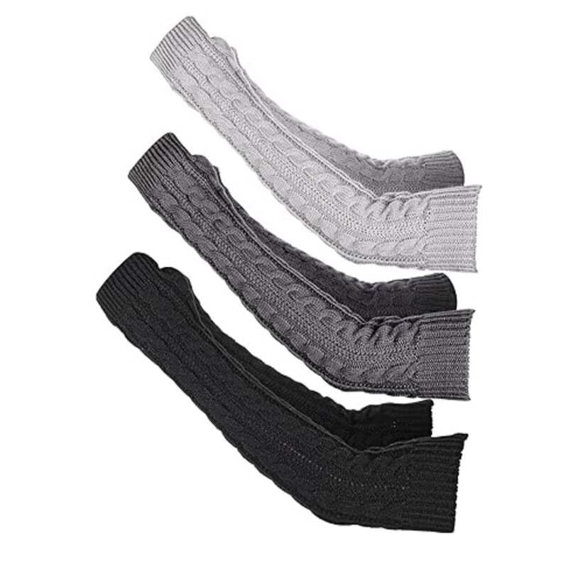 Knitted Wool Long Fingerless Gloves Twist Women's Autumn and Winter Warm Fingerless Sleeves Arm Sleeves Women's Acrylic Arm Socks