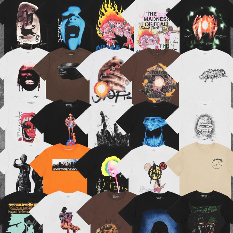 Travis Scott Cactus Jack Collection Skull Man Hiroshi Fujiwara United Printed Short Sleeve T-Shirt Travis Scott Cactus Jack Collection Skull Man Hiroshi Fujiwara United Printed Short Sleeve T-Shirt