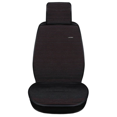 All-Season Buckwheat Shell Car Seat cushion, seat cover - classic-black-quilted-red-thread