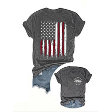 K 44005 American Flag Print Crew Neck Tee ��������ӡ������
