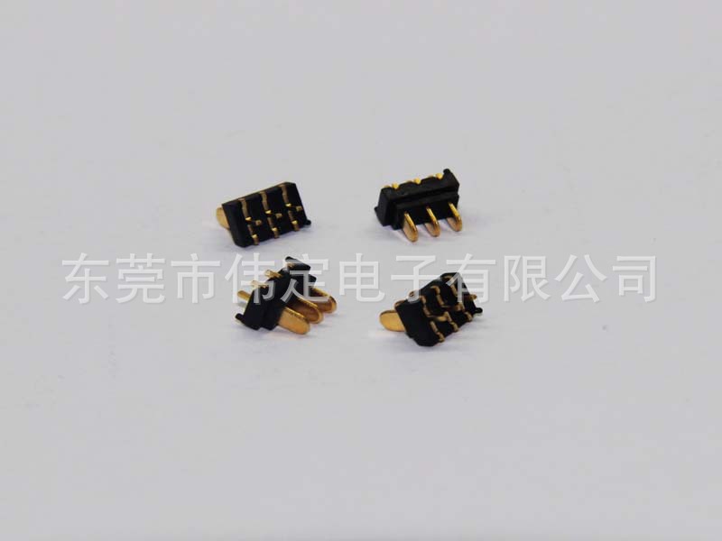 180度3PIN刀片型电池座 带定位柱PH 2.0mm 导航仪电池连接器