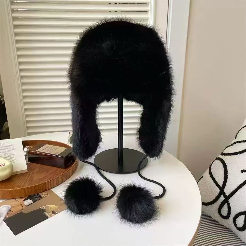 La sensación de la atmósfera es más gruesa, sombrero de pelusa de visón, sombrero de invierno caliente para mujeres, sombrero de esquí de bicicleta del noreste.
