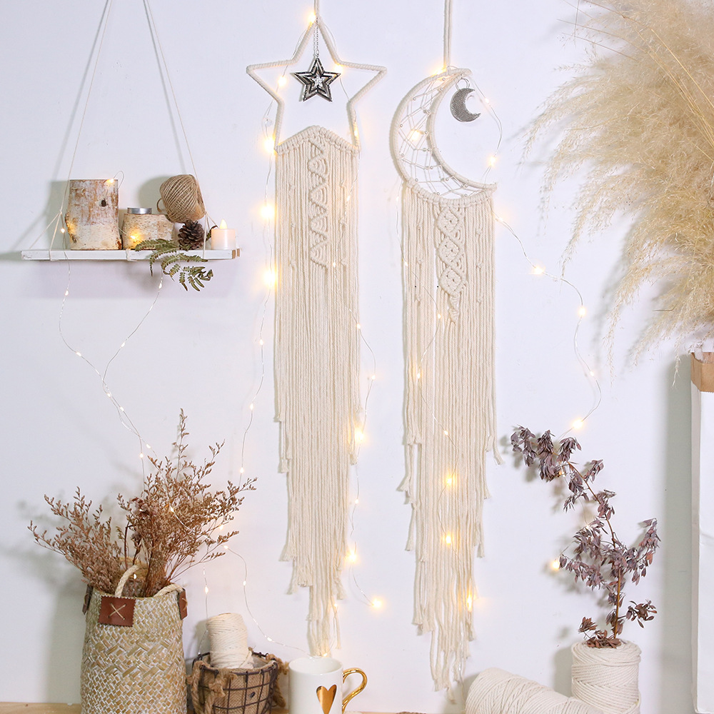Star Moon Dream Catcher Cotton Thread Weaving Pendant Creative Home Wall Decoration display picture 5