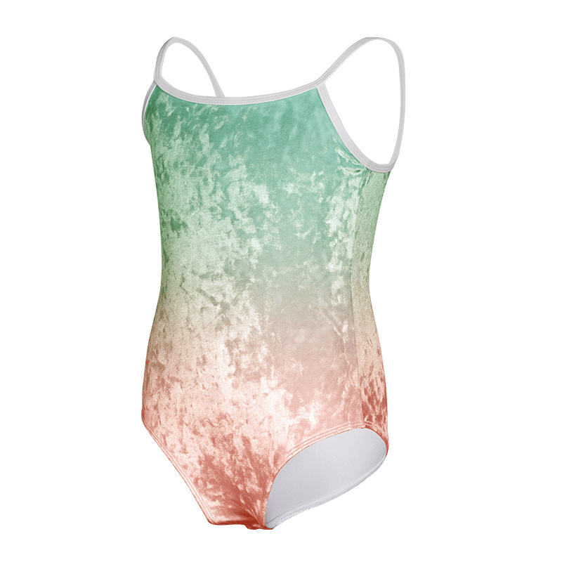 Trajes de baile para niñas y niños, tirantes de primavera, trajes de baile, nuevos trajes de entrenamiento degradado de terciopelo, trajes de gimnasia cruzados