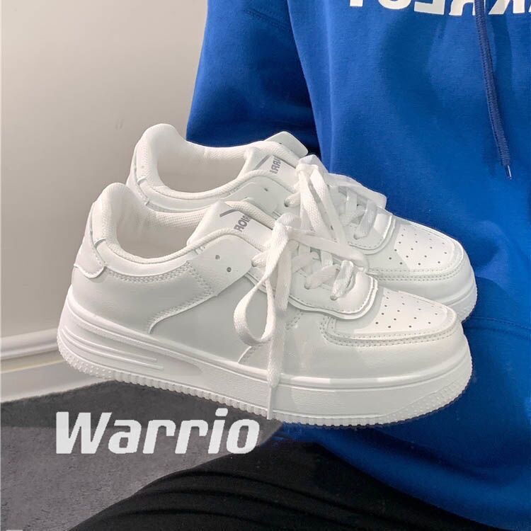 Foreign trade wholesale small white shoes 2024 spring and autumn new thick-soled pure white round head board shoes student lace-up casual shoes for women Foreign trade wholesale small white shoes 2024 spring and autumn new thick-soled pure white round head board shoes student lace-up casual shoes for women