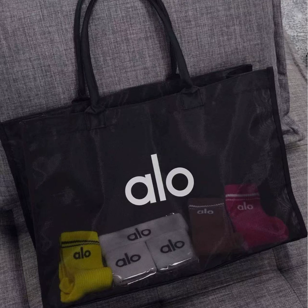 Мешковая сумка Alo прозрачная одно плечо йога сумка для фитнеса и пляжа, легкая