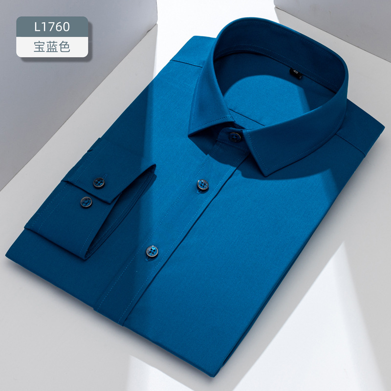 Camisas personalizadas de fibra de bambú para hombres, mangas largas anti-arrugas, herramientas profesionales, camisa blanca, logotipo bordado delgado, delgado
